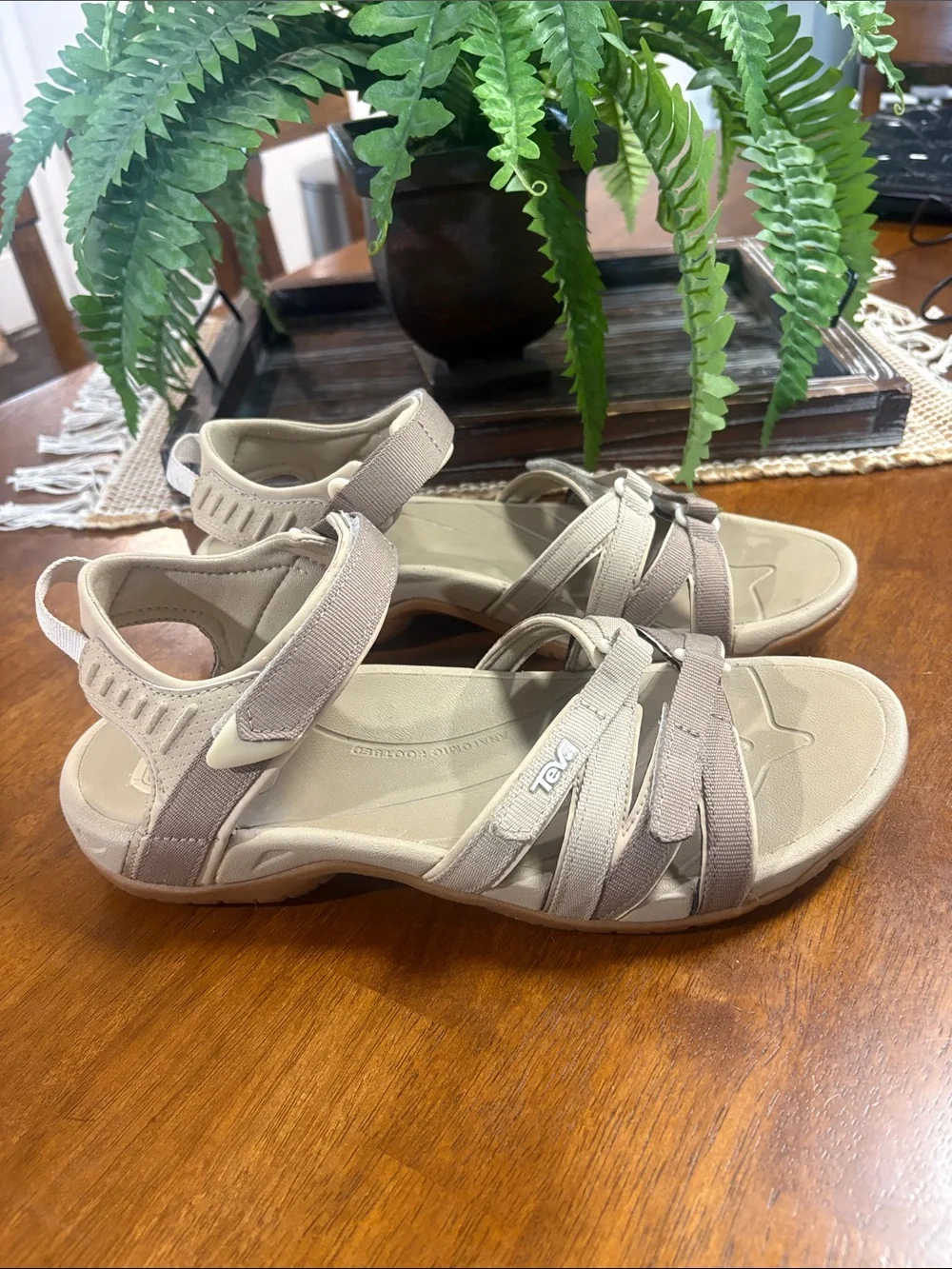 Teva Women’s Taupe and Beige Strappy Sandals